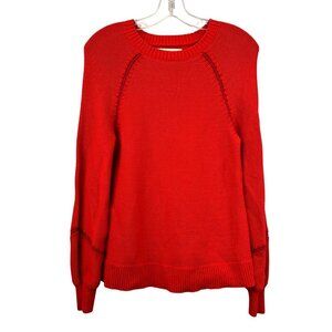 Loft Women’s Crew Neck Tight Knit Pullover Sweater Red Orange Size XS